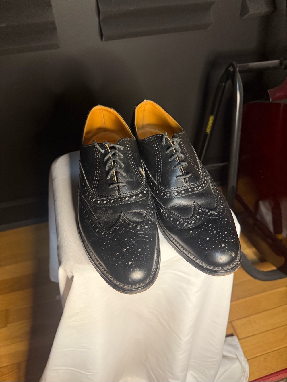 Men's Black Leather Wingtip Oxfords